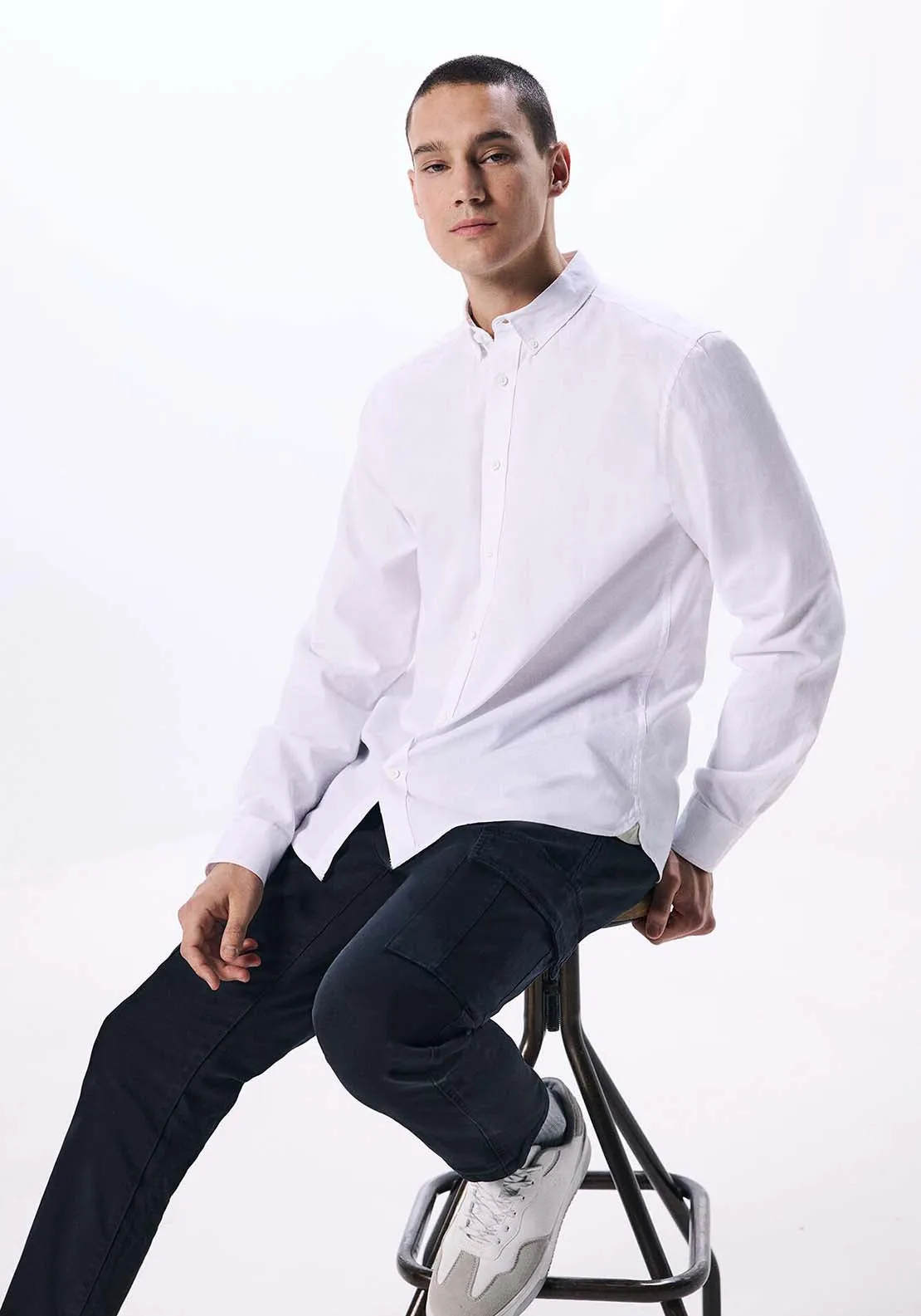 Two-tone structured shirt - White
