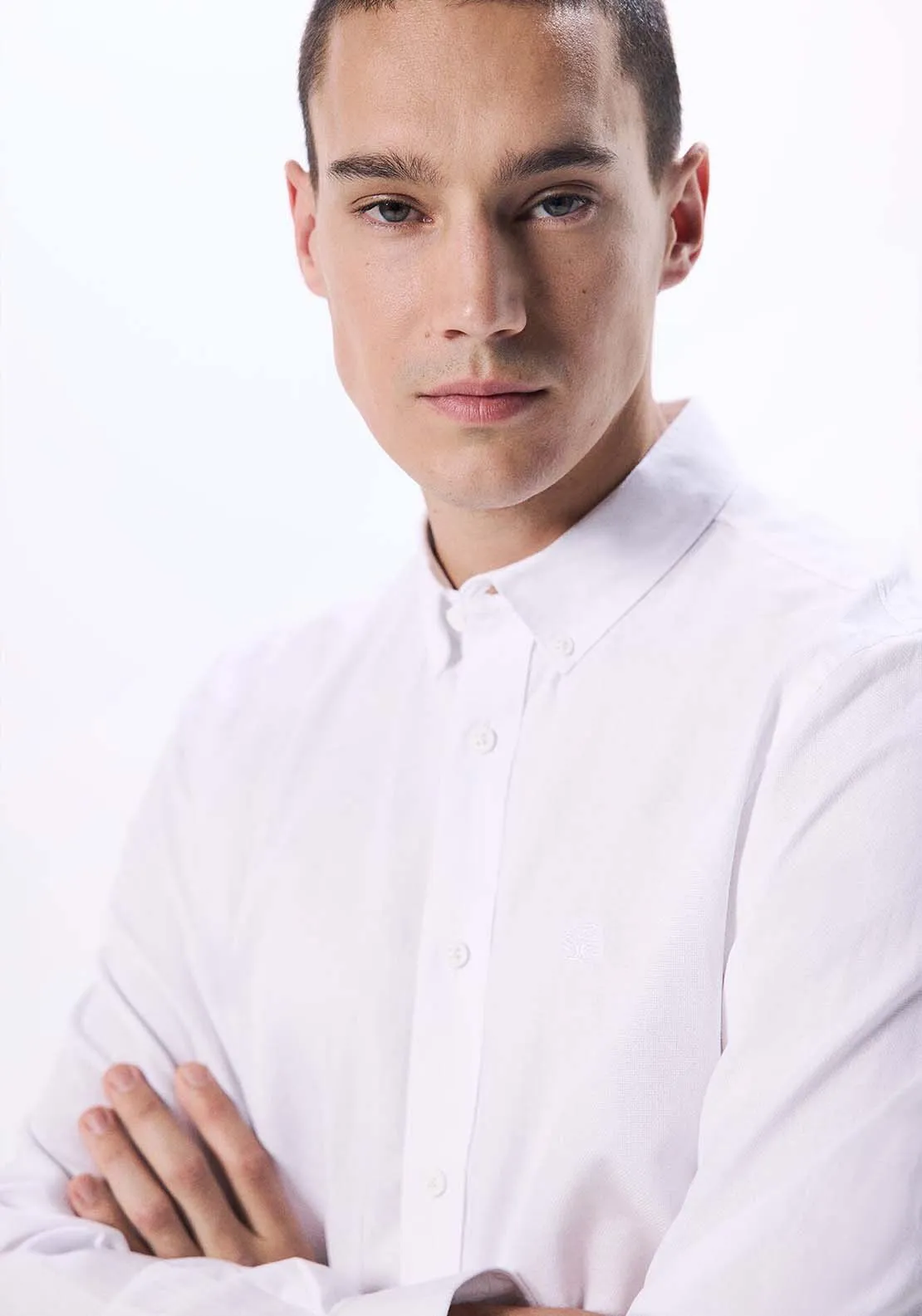 Two-tone structured shirt - White