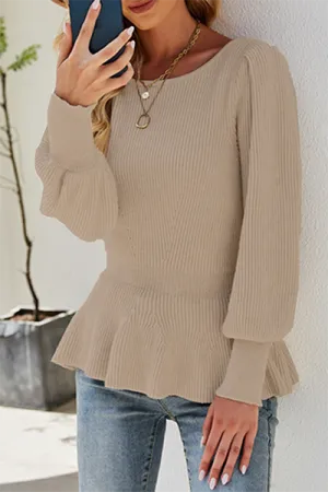 Uniwim  Casual Elegant Solid Patchwork O Neck Tops Sweater