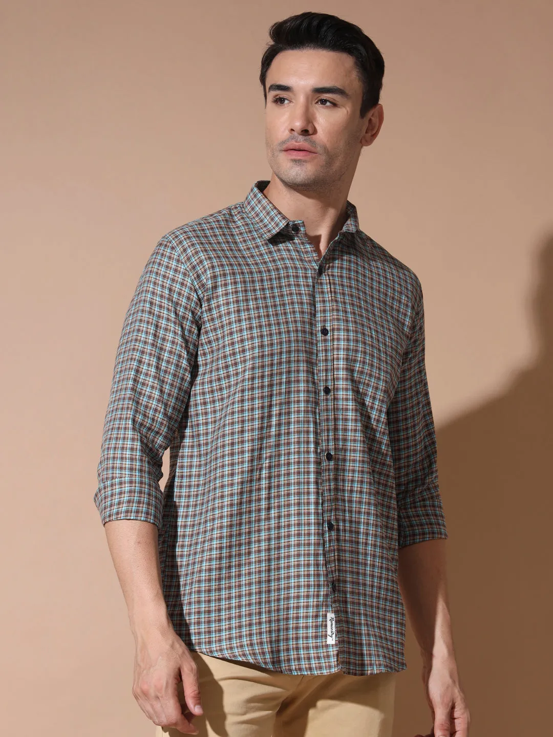 Versatile Brown and Green Check Shirts