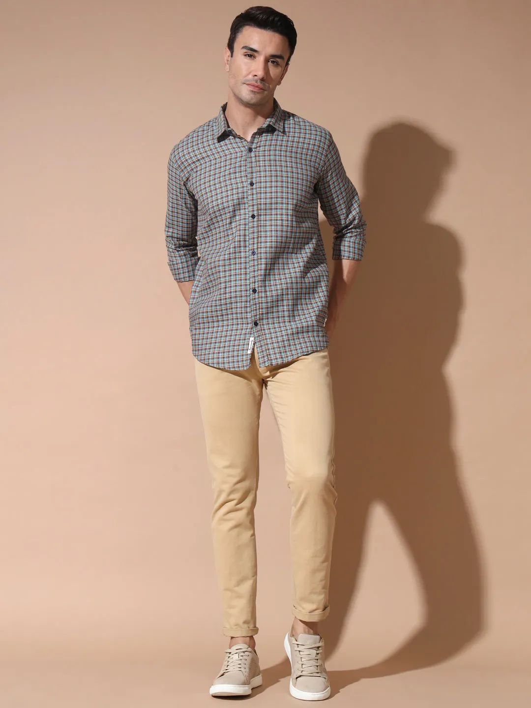 Versatile Brown and Green Check Shirts