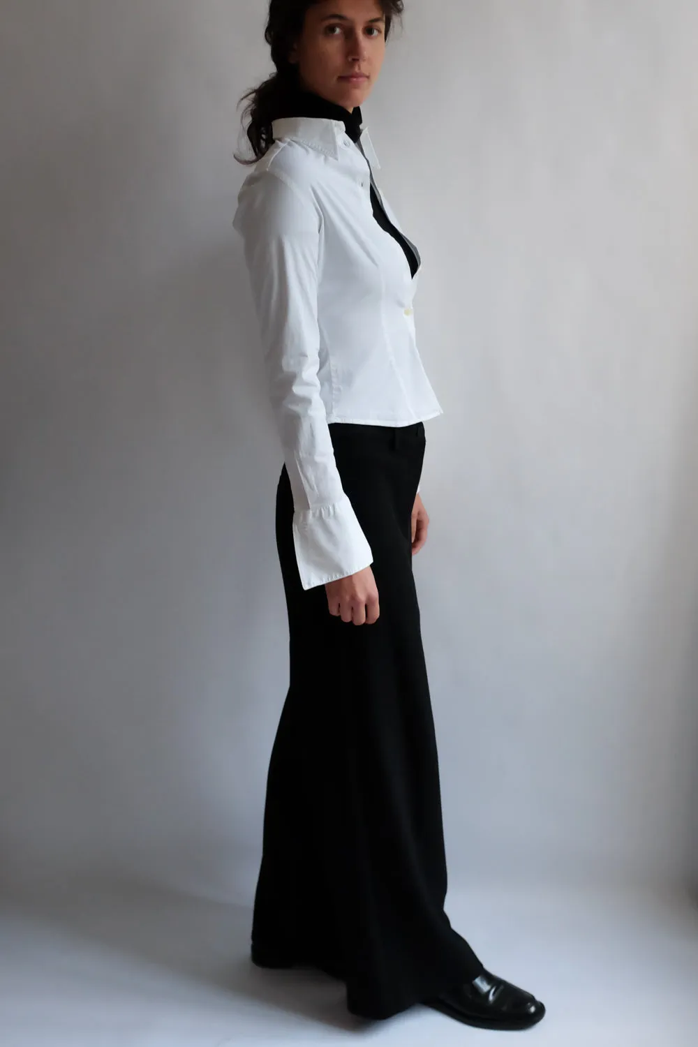 VINTAGE JOOP WHITE SLIM STRETCHY SHIRT