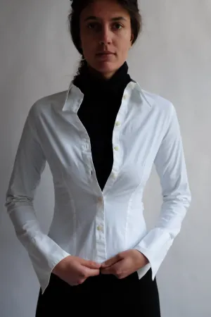 VINTAGE JOOP WHITE SLIM STRETCHY SHIRT
