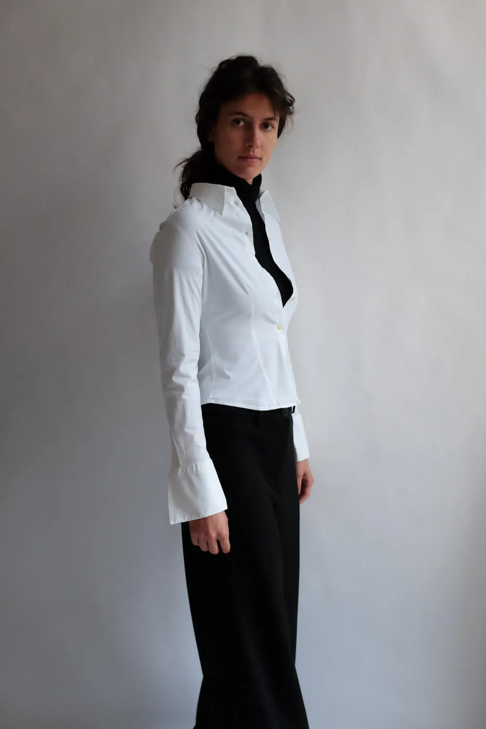 VINTAGE JOOP WHITE SLIM STRETCHY SHIRT