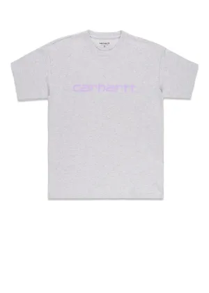 W' S/S Script T-Shirt - Ash Heather / Soft Lavender
