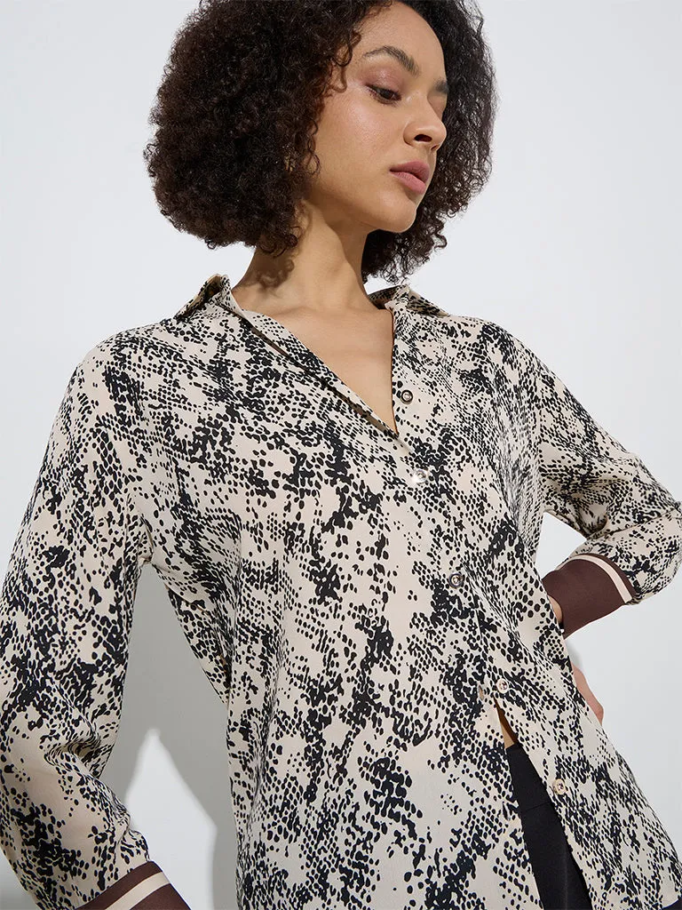 Wardrobe Brown Animal Patterned Shirt