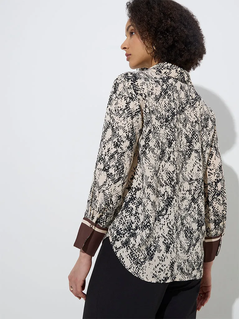 Wardrobe Brown Animal Patterned Shirt