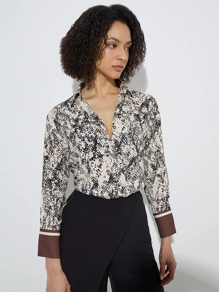 Wardrobe Brown Animal Patterned Shirt