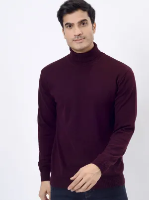 Wine Solid Regular Fit Winter T-Shirt | JadeBlue