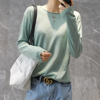 Women V-Neck Short All-Matching Slimming Folded Sweater Pullover