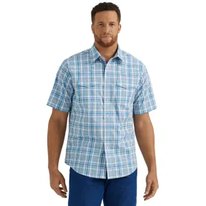 Wrangler® Wrinkle Resist Blue Short Sleeve Shirt - Classic Fit 112346251