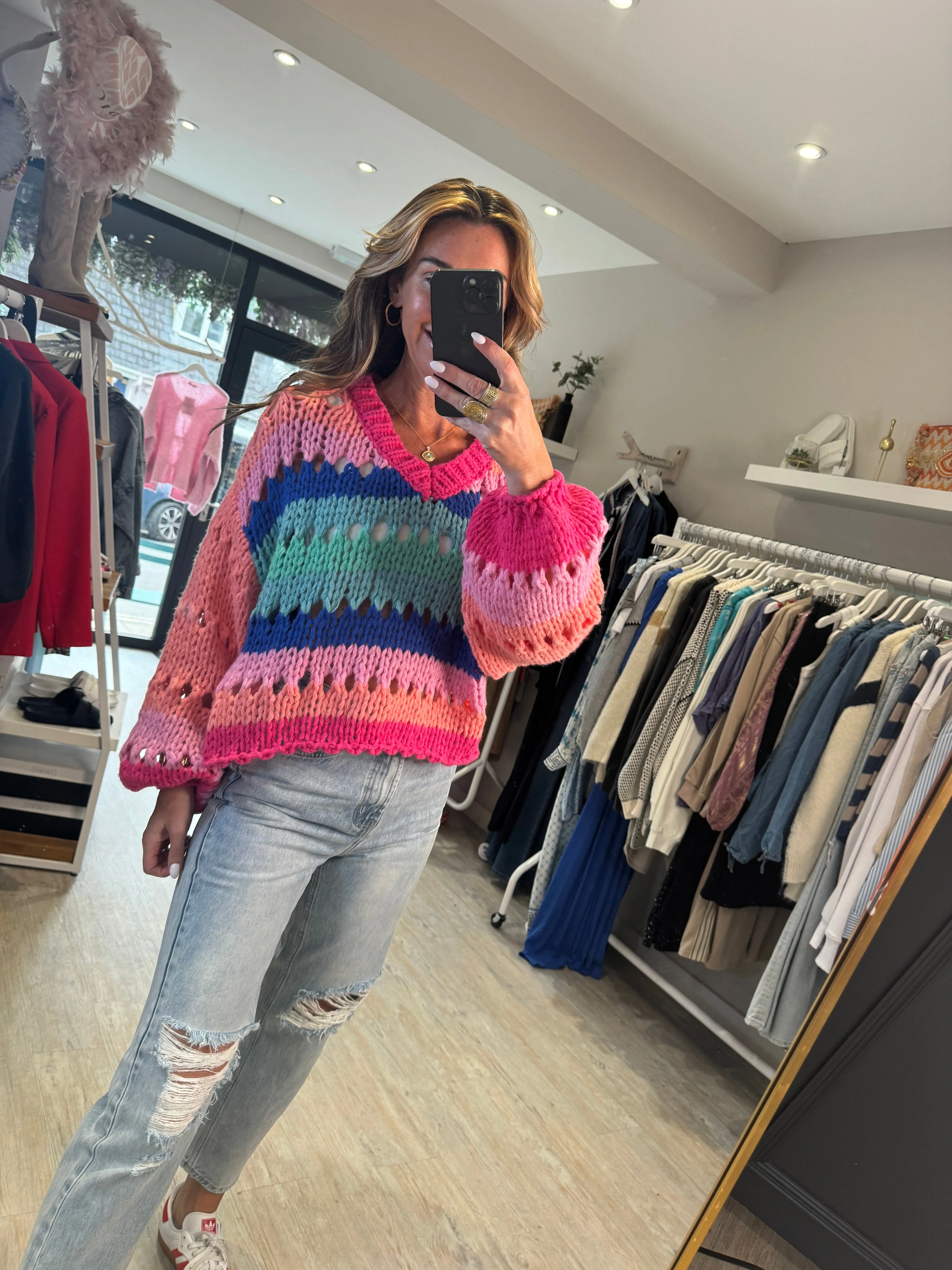 Zara Multicoloured V Neck Knit