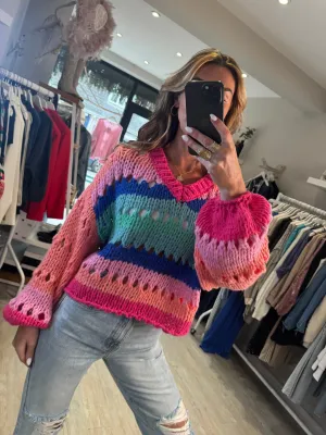 Zara Multicoloured V Neck Knit