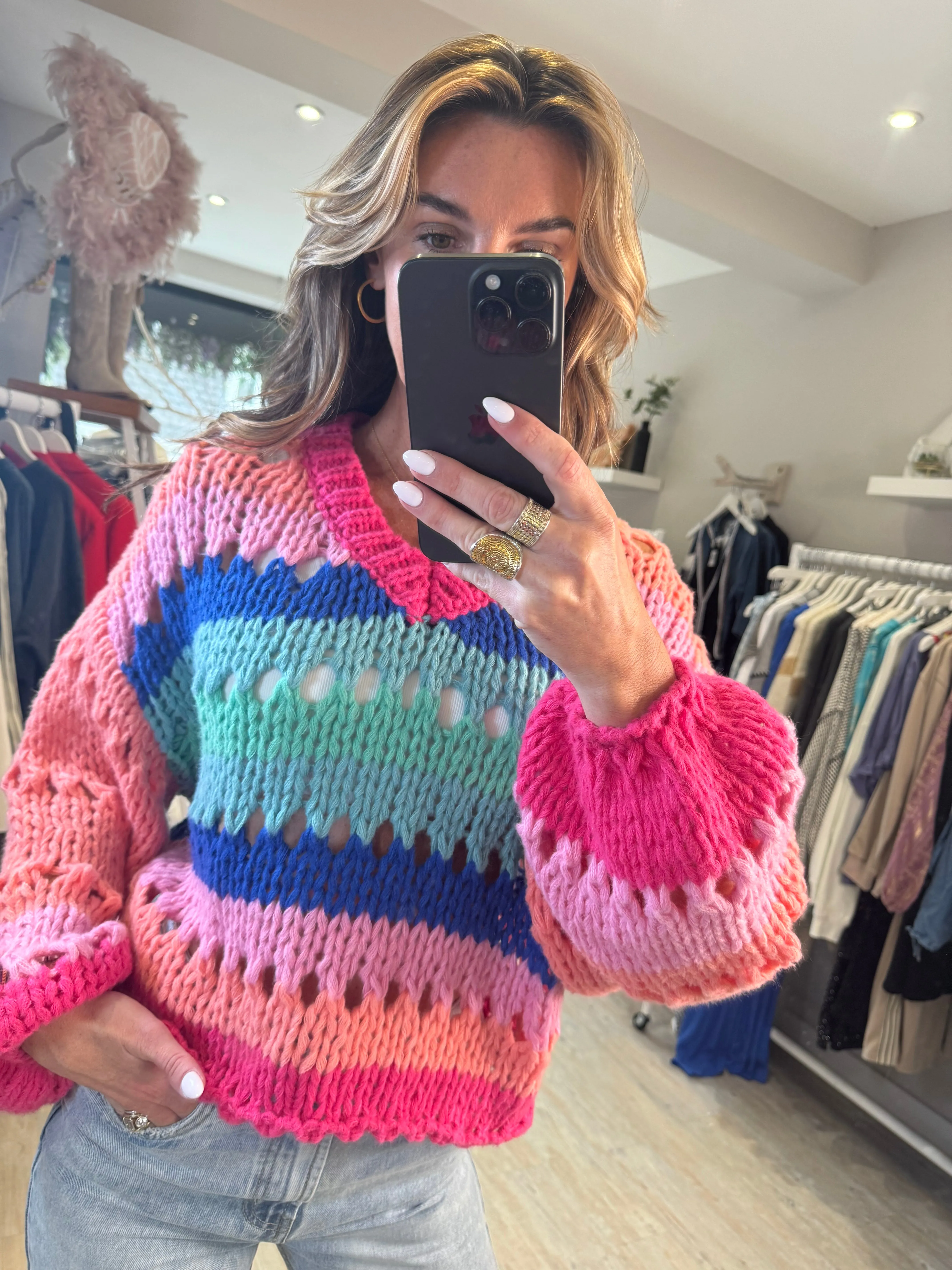 Zara Multicoloured V Neck Knit