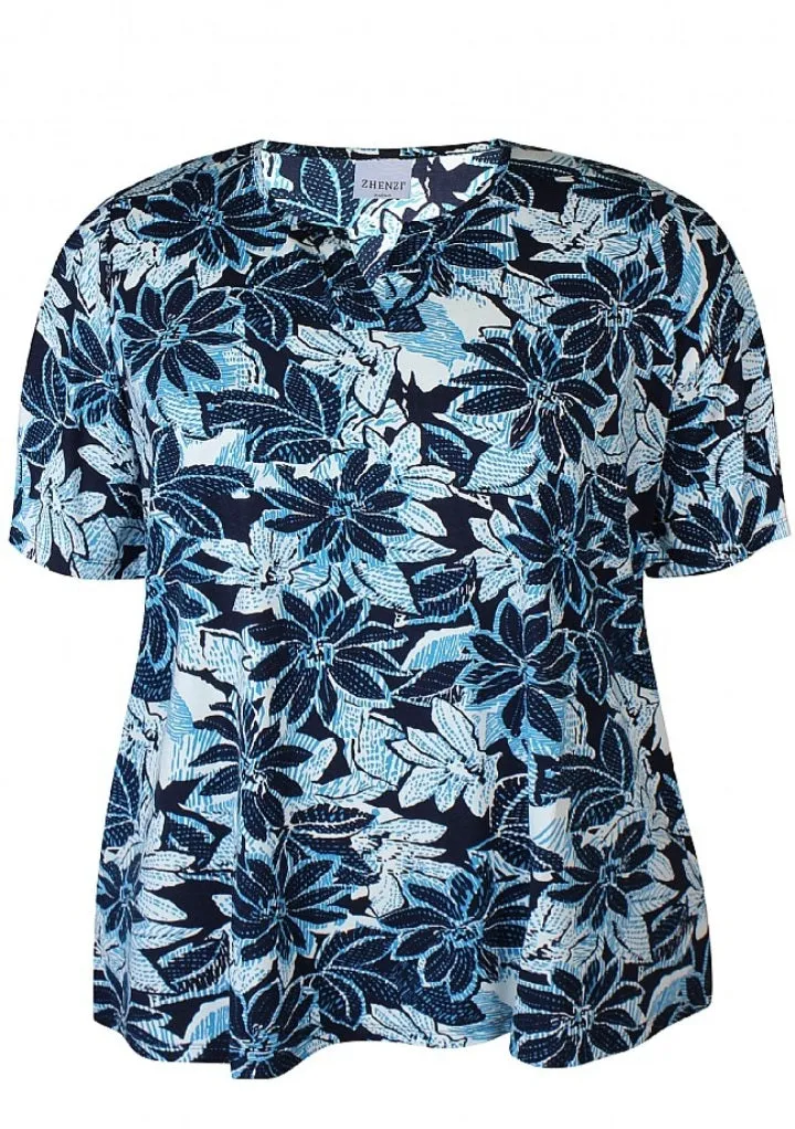 Zhenzi abstract floral pattern tops