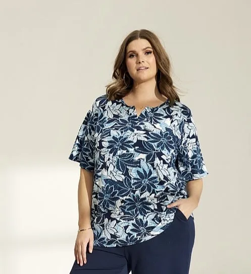 Zhenzi abstract floral pattern tops