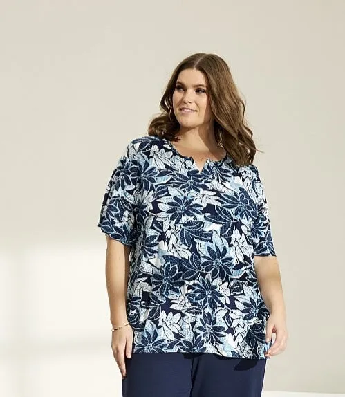 Zhenzi abstract floral pattern tops